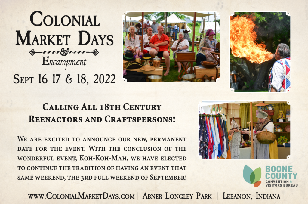 Colonial Market Days & Encampment Reenacting Schedule