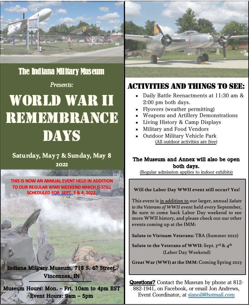 World War II Remembrance Days | Reenacting Schedule